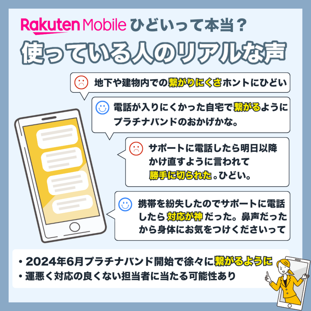 楽天モバイルがひどいと言われる評判や口コミ