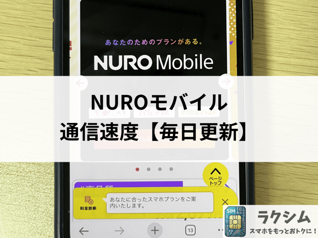 NUROモバイルの通信速度【毎日更新】